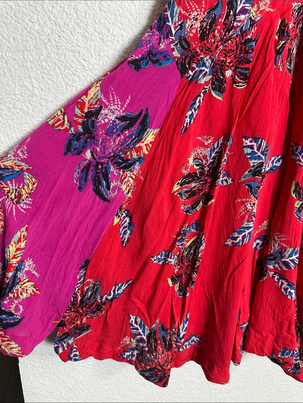 Free People Thought I Was Dreaming Red Floral Mini Dress Small Boho strappy back - Picture 4 of 11